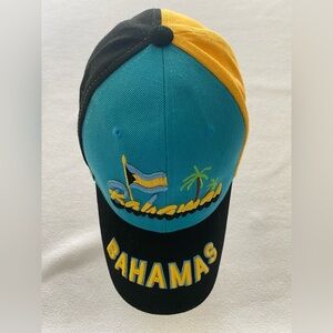 Bahamas Embroidered Colorblock Blue/Yellow/Black Strapback Hat Vintage NWOT